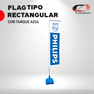 FLAG TIPO RECTO CON BASE TANQUE AZUL