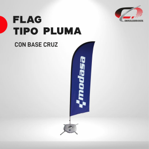 FLAG TIPO PLUMA CON BASE CRUZ (X)